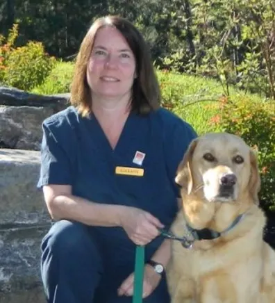 Lorraine with her dog, Mabel